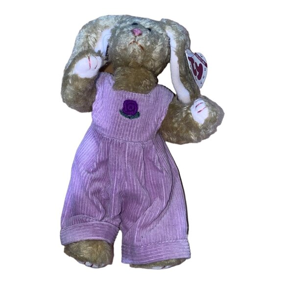 Ty Other - Ty Collectible Bunny In Lavender Corduroy Outfit With Embroidered Rose